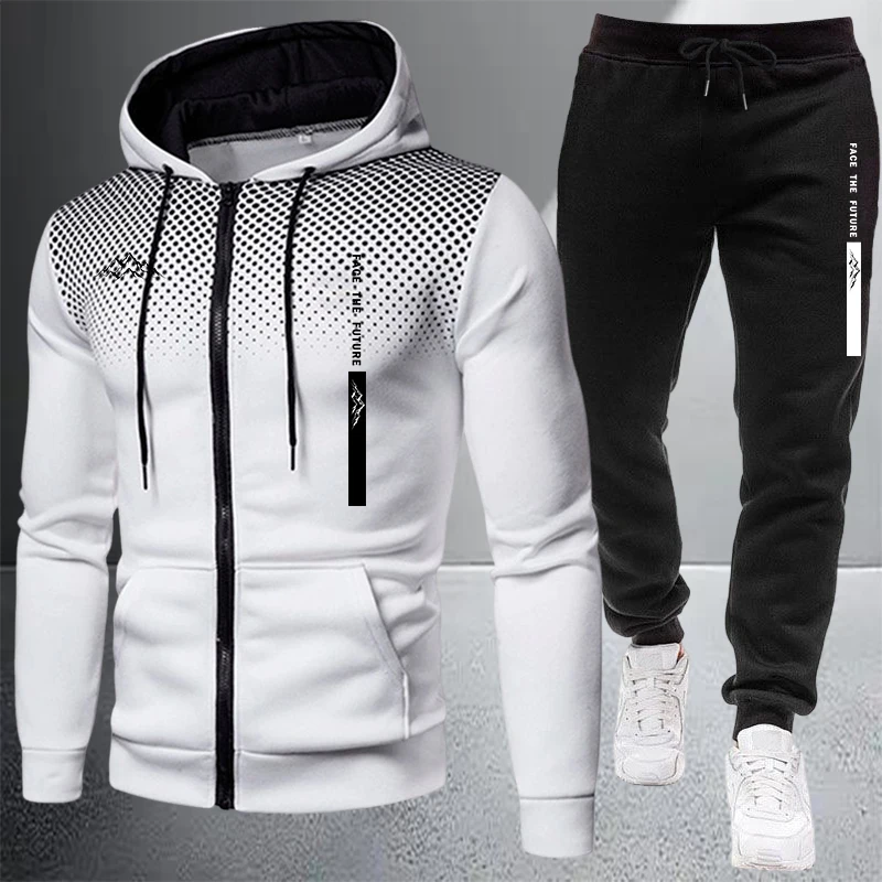Winter Clothing Material - เสื้อแจ็คเก็ตผู้ชายขายดี ชุดวอร์มลำลองแบบมีฮู้ด ซิป ลายจุด เสื้อโค้ทสำหรับกิจกรรมกลางแจ้ง เสื้อผ้ากีฬา