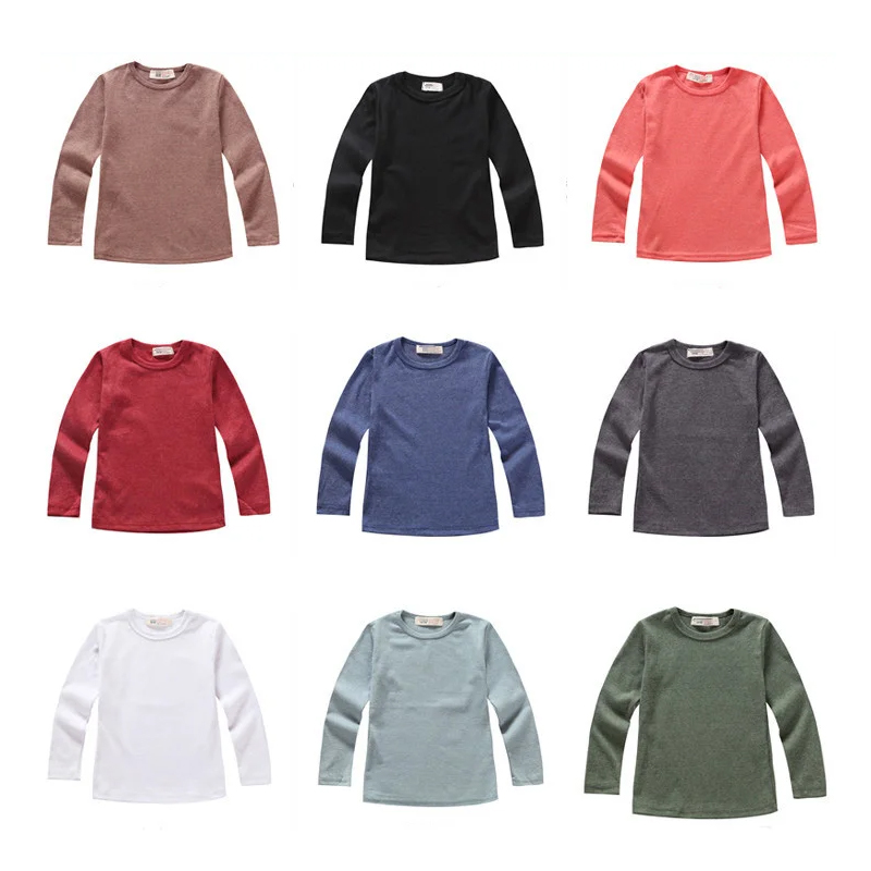 Winter Clothing For 1 Year Old Girl - เสื้อยืดเด็ก3-13ปี2024ฤดูใบไม้ร่วงฤดูหนาวเสื้อผ้าเด็กเด็กผู้ชายเด็กผู้หญิงเสื้อให้ความอุ่นผ้าฝ้ายสีพื้น