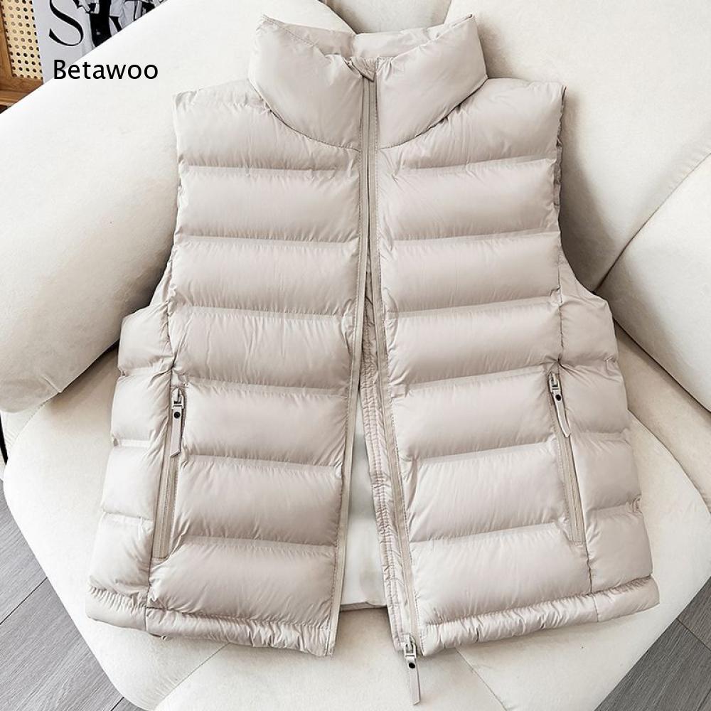 Padded Vest Gilet - เสื้อกั๊กบุนวมน้ำหนักเบา ไม่มีแขน สำหรับผู้หญิง คอตั้ง ซิปด้านหน้า มีกระเป๋าซิปด้านข้าง