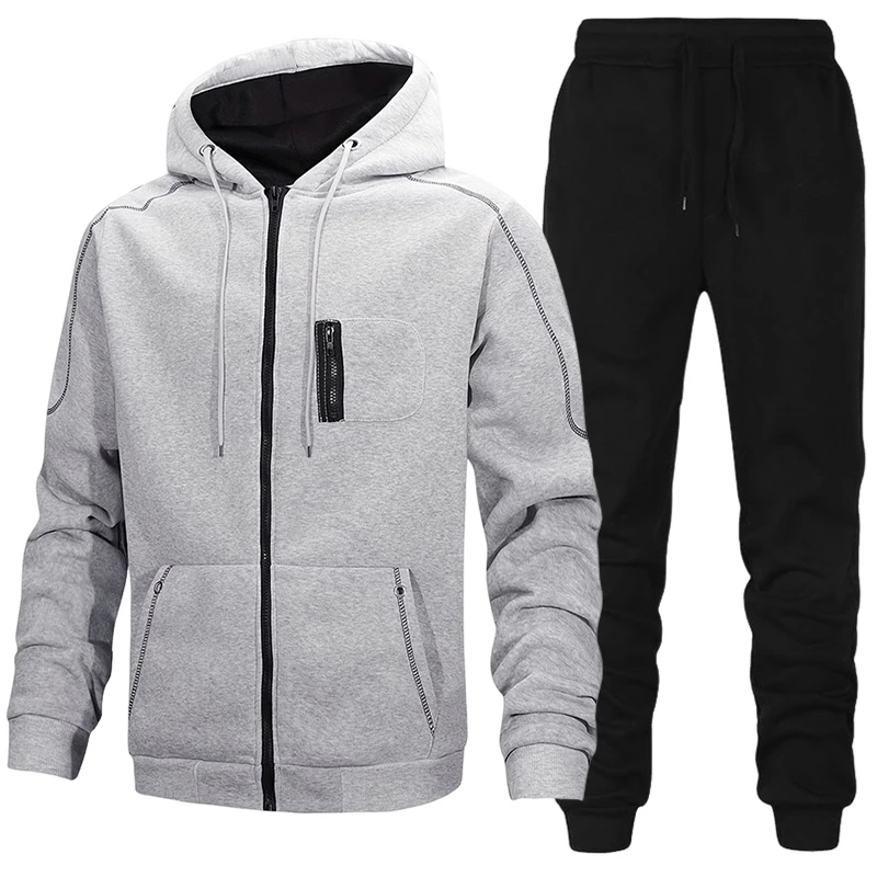 Winter Clothing Material - ชุดวอร์มแฟชั่นผู้ชาย เสื้อฮู้ดลำลอง เสื้อโค้ทสำหรับกิจกรรมกลางแจ้ง เสื้อผ้ากีฬา วิ่งจ๊อกกิ้ง ฤดูใบไม้ร่วง