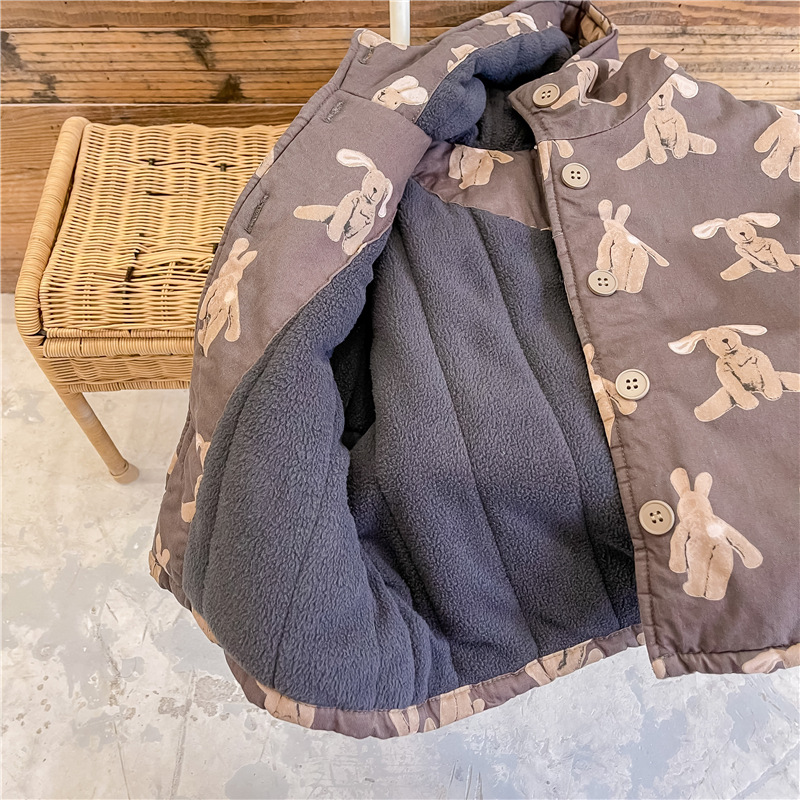 Winter Clothing For 1 Year Old Girl - เสื้อโค้ทเด็กผู้หญิงฤดูใบไม้ร่วง-ฤดูหนาว เสื้อผ้าเด็ก สไตล์เกาหลี เสื้อแจ็คเก็ตผ้าฝ้ายพิมพ์ลายสำหรับเด็กผู้หญิง ลำลอง เรียบง่าย