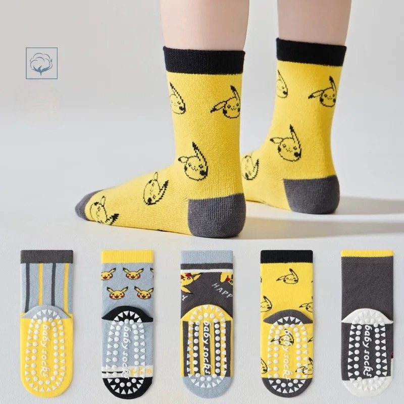 Winter Clothing Cute - ถุงเท้าเด็ก 5 คู่ ลายการ์ตูนอนิเมะ สำหรับเด็กเล็ก ถุงเท้ากันลื่นสำหรับเด็กผู้หญิงและเด็กผู้ชาย