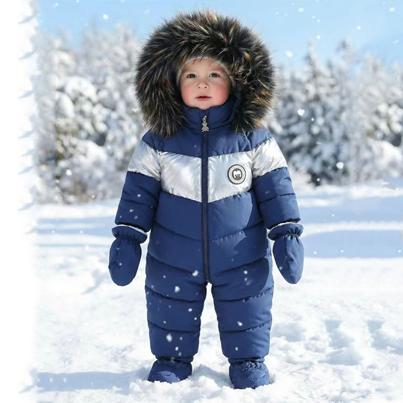 Winter Clothing For 1 Year Old Girl - ชุดรอมเปอร์เด็กแรกเกิดฤดูหนาวพร้อมถุงมือ ชุดเด็กผู้หญิงหนาอุ่น ชุดจั๊มสูทเด็กผู้ชายมีฮู้ด ชุดเสื้อผ้าเด็ก 0-18 เดือน