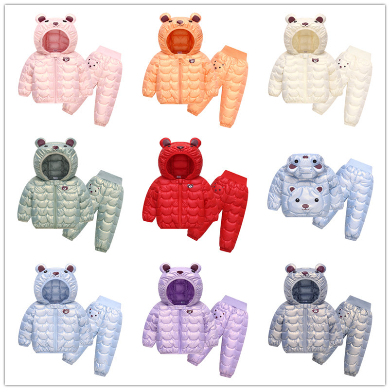 Winter Clothing For 1 Year Old Girl - ชุดเสื้อผ้าเด็กฤดูใบไม้ร่วงและฤดูหนาว เสื้อแจ็คเก็ตผ้าฝ้ายสำหรับเด็ก กางเกงขายาว ชุดเสื้อผ้าเด็กหนา เสื้อโค้ทกันหนาวสำหรับเด็กชายและเด็กหญิง ชุดสองชิ้น