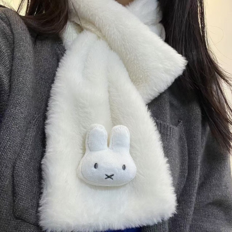 ผ้าพันคอสีขาวลายมิฟฟี่ |   ผ้า - Winter Clothing Cute บทวิจารณ์และราคา