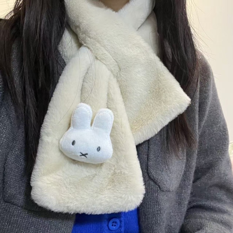 ผ้าพันคอสีขาวลายมิฟฟี่ |   ผ้า - Winter Clothing Cute บทวิจารณ์และราคา