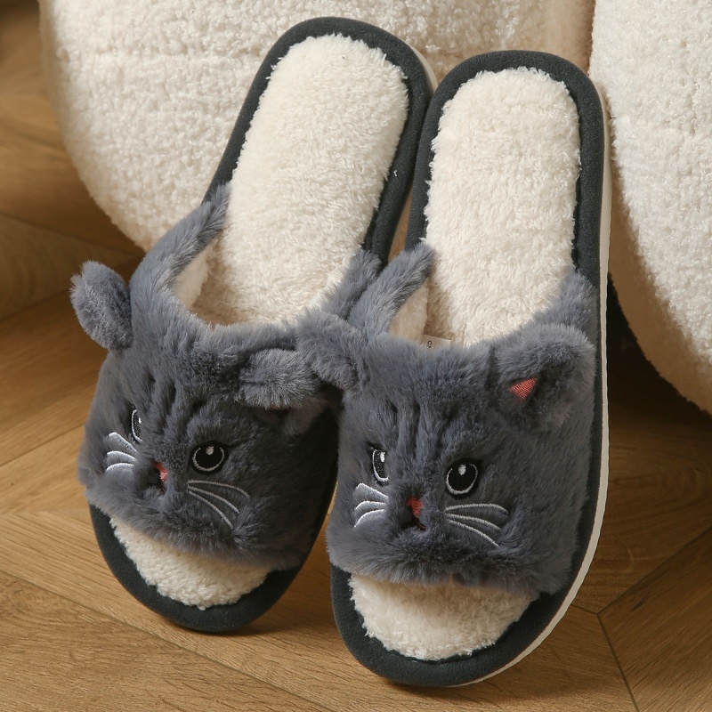 รองเท้าแตะขนนุ่มลายแมวน่ารักสำ - Winter Clothing Material บทวิจารณ์และราคา