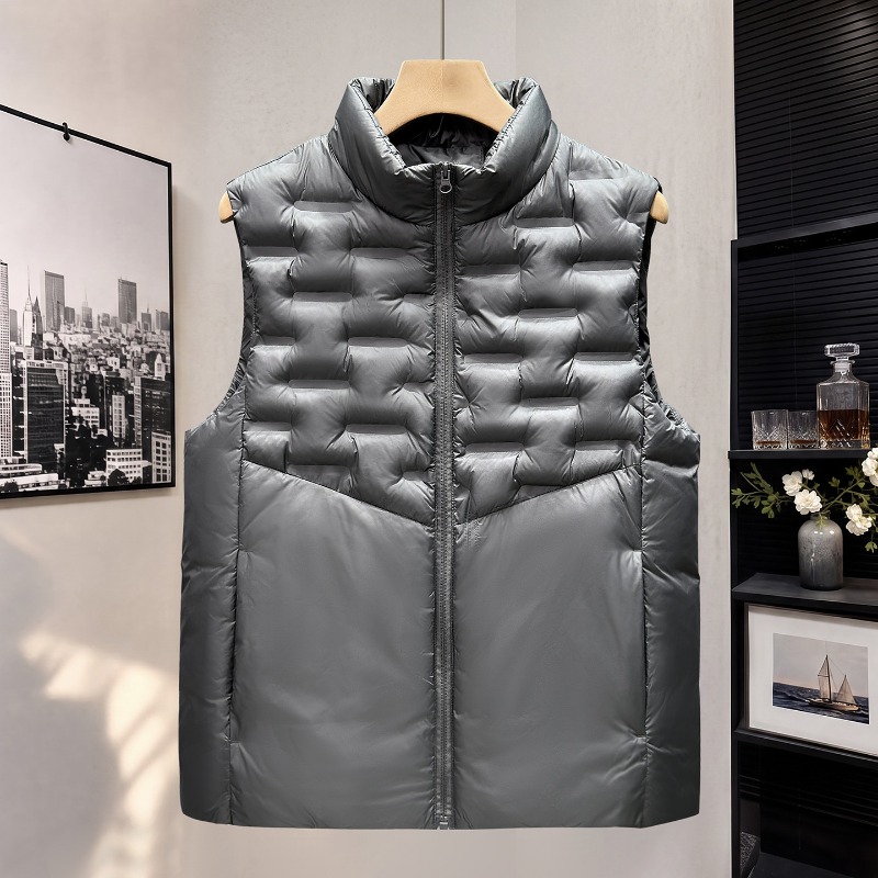 เสื้อกั๊กผู้ชายคอตั้งผ้าฝ้ายสำ - Padded Vest Gilet บทวิจารณ์และราคา