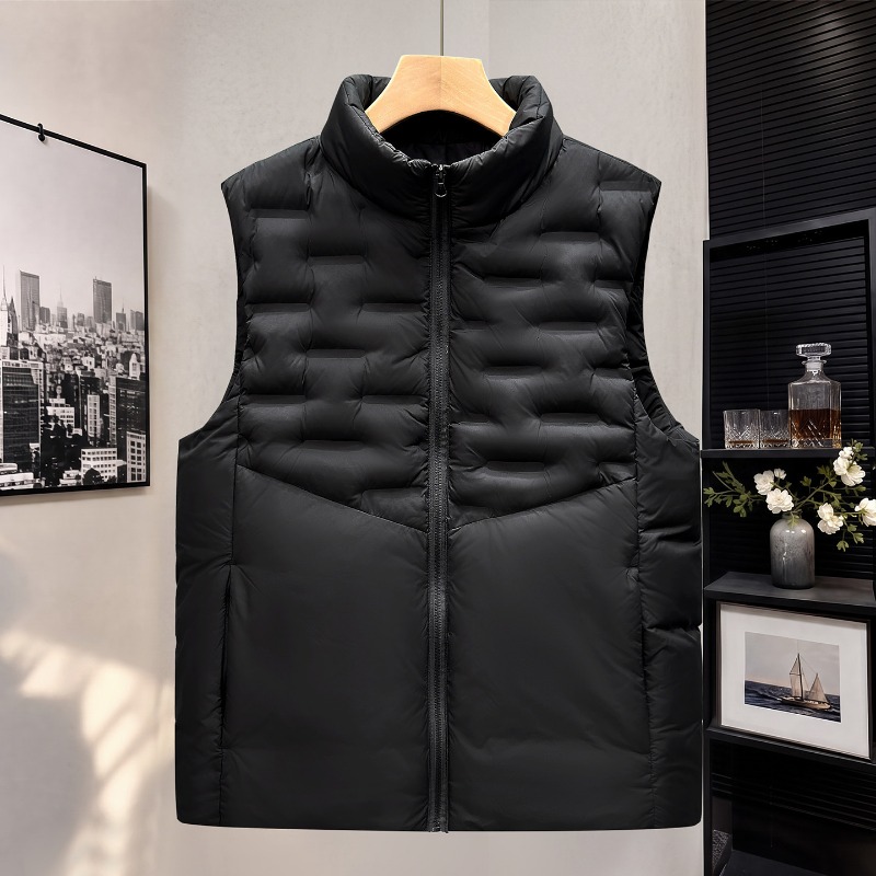 เสื้อกั๊กผู้ชายคอตั้งผ้าฝ้ายสำ - Padded Vest Gilet บทวิจารณ์และราคา